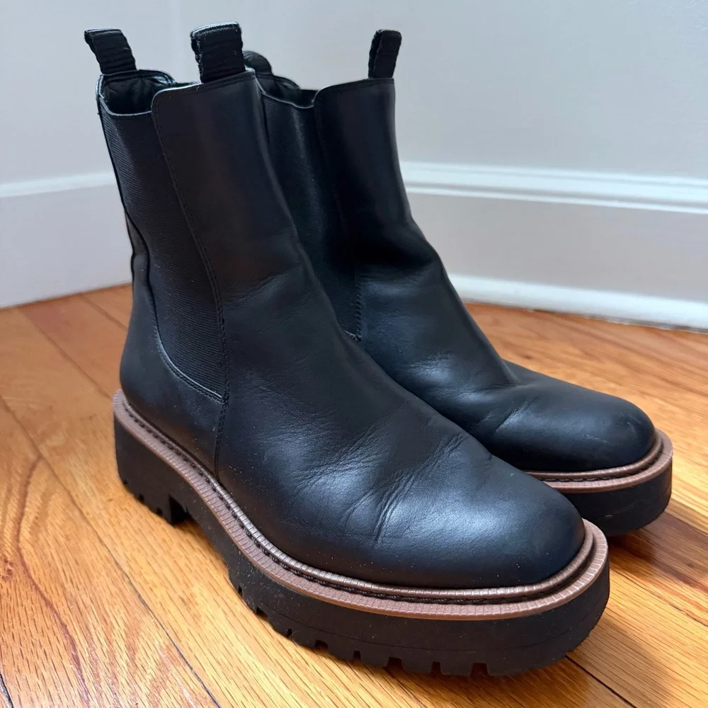 Sam Edelman Laguna Black Chelsea Ankle Boots with Lug Sole Women’s Size 7 - Picture 2 of 11